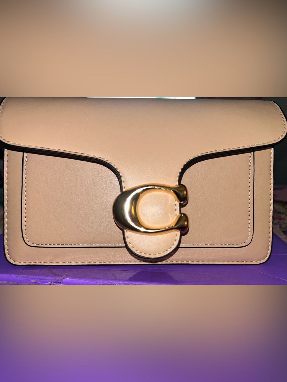 Inspired Coach Nude Leather Clasp Crossbody